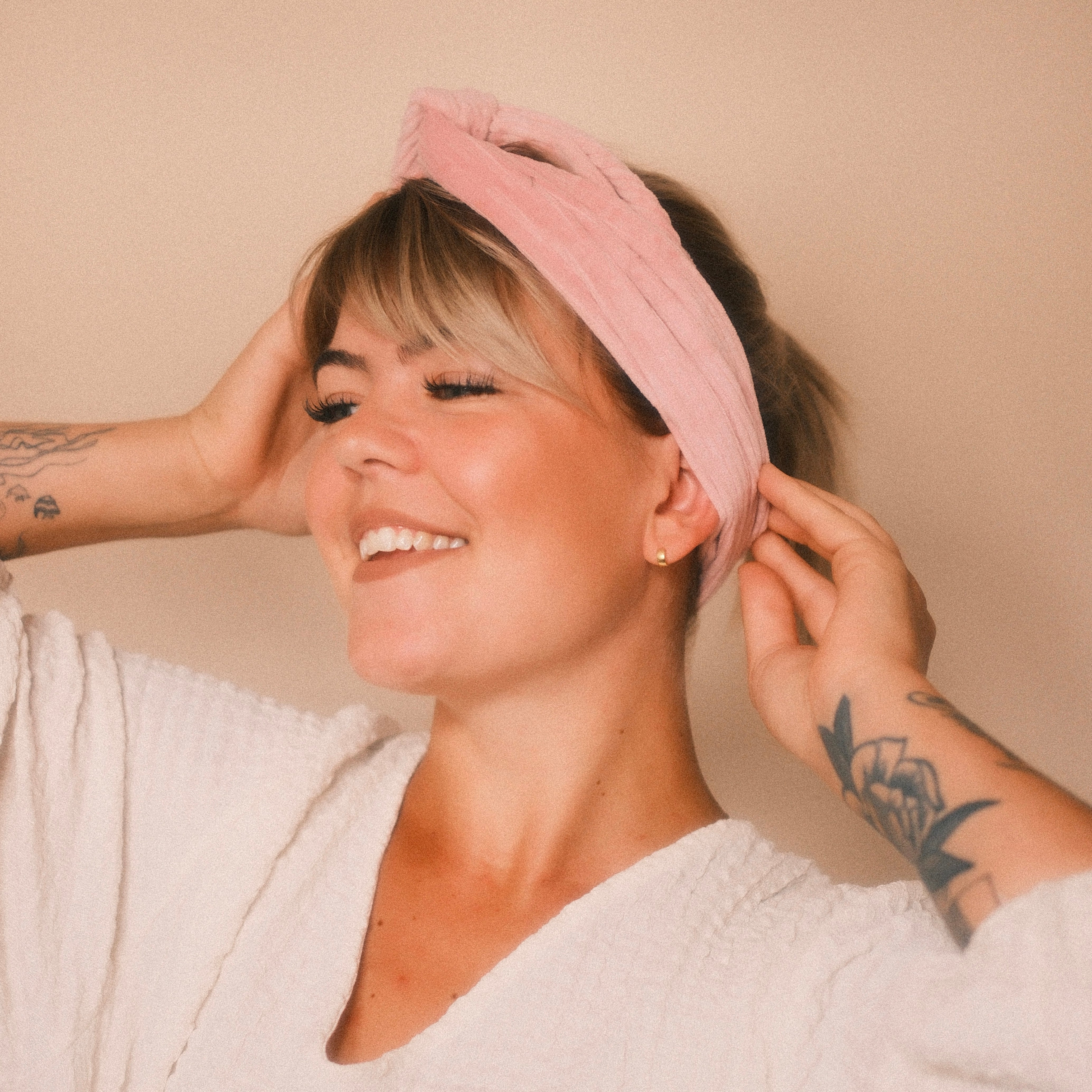 Drahthaarband schmal - Cord Rosa