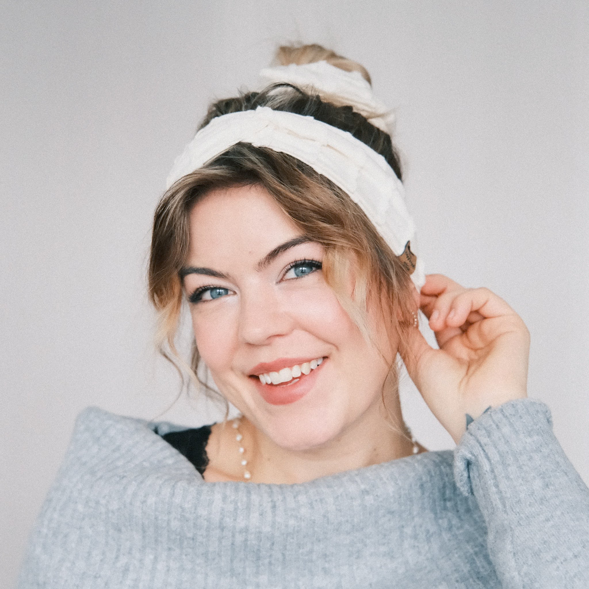 Basic Haarband - Feinrüsche Creme