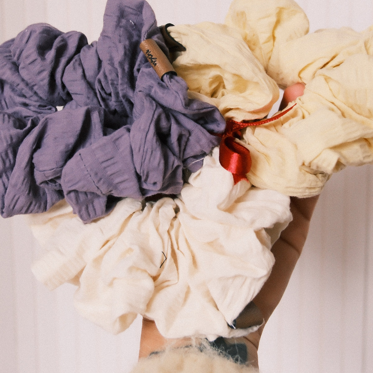 3er Big Scrunchie Set - Lemon Lavendel