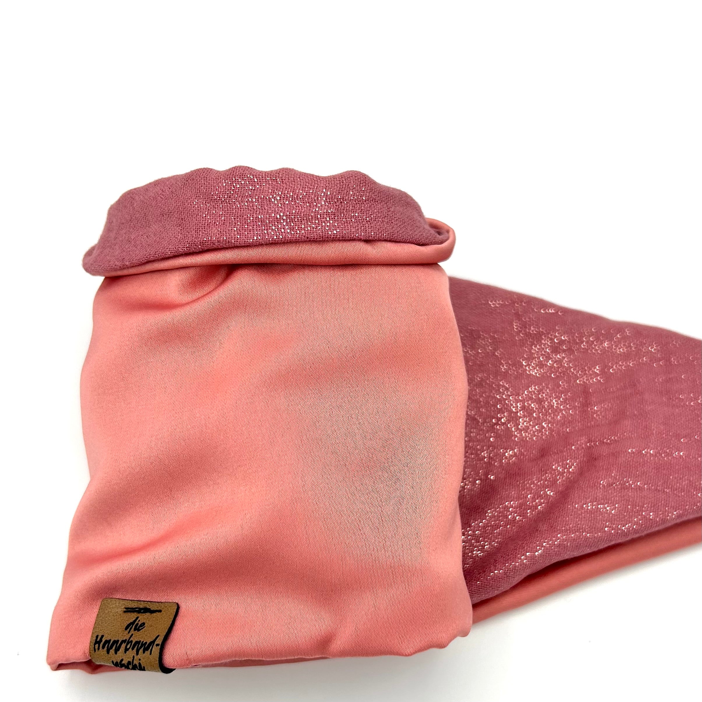 Drahthaarband 2 Seiten Glitzer/Satin apricot