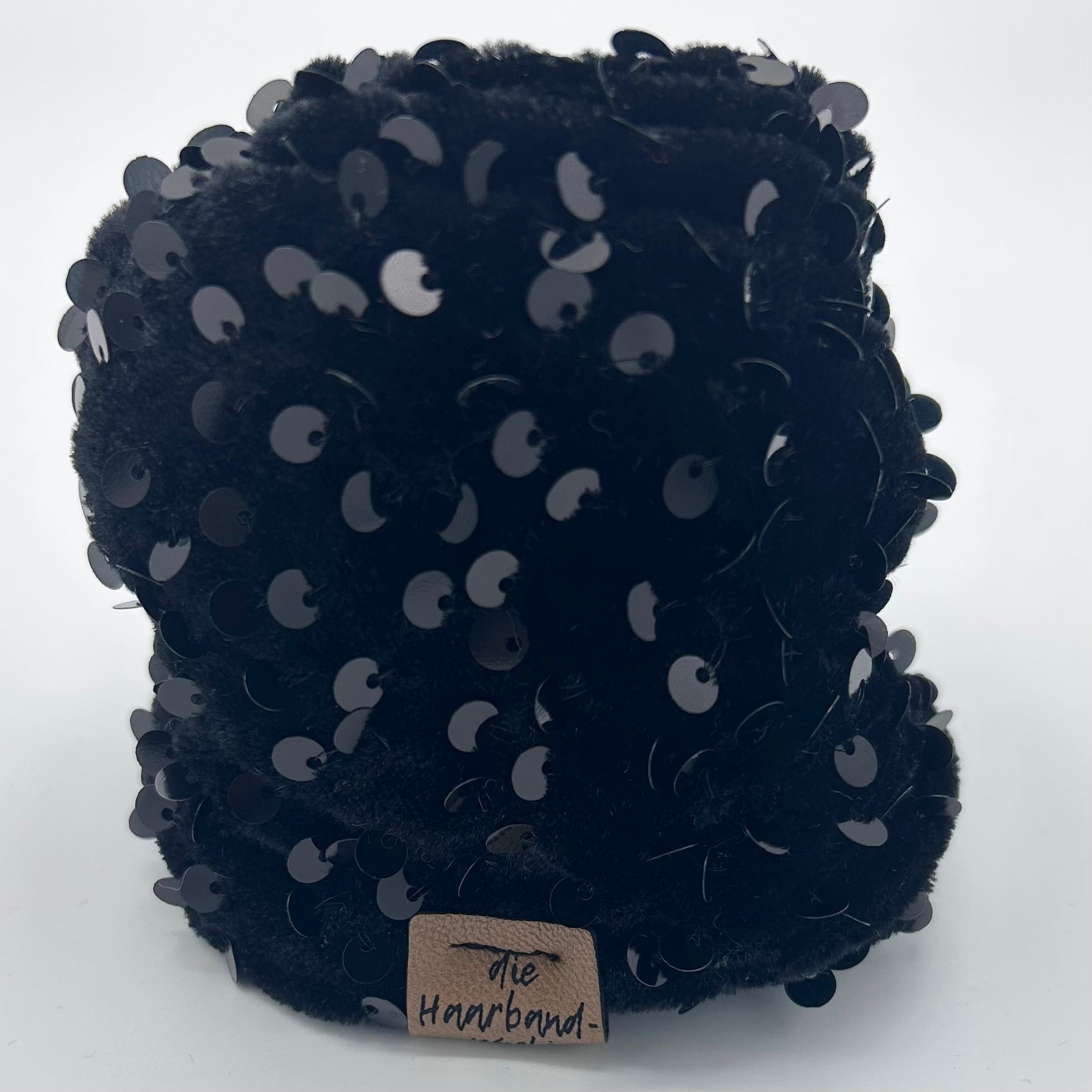 Drahthaarband - Pailletten Schwarz Onyx