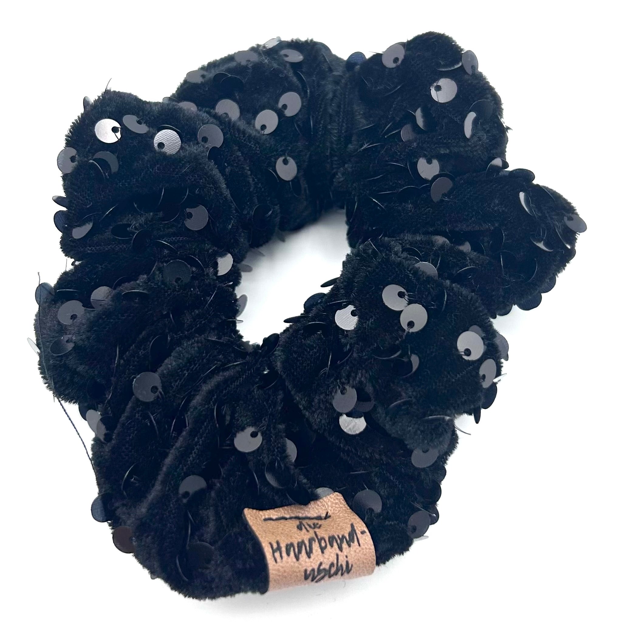 Big Scrunchie - Pailletten Schwarz Onyx