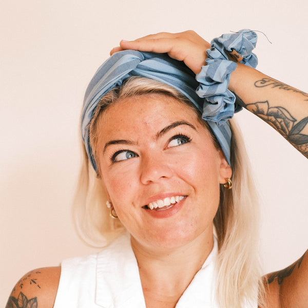 Scrunchie - Blaustreifen