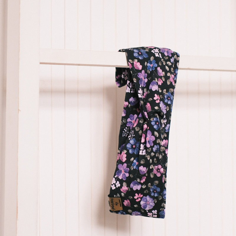 Basic Haarband – Blumengranz Schwarz Lila