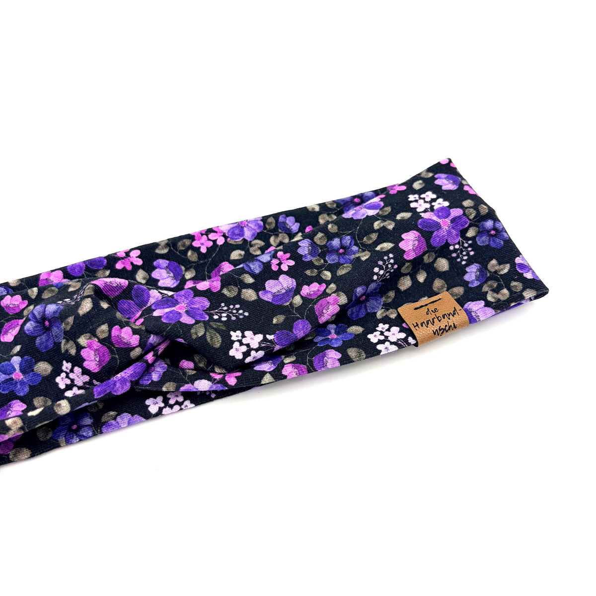 Basic Haarband – Blumengranz Schwarz Lila