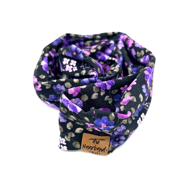 Sportband Breit – Blumengranz Schwarz Lila