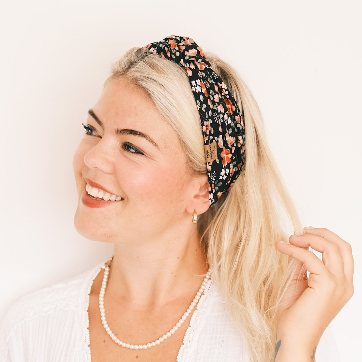 Haarband Knoten - Blumenkranz Orange Schwarz