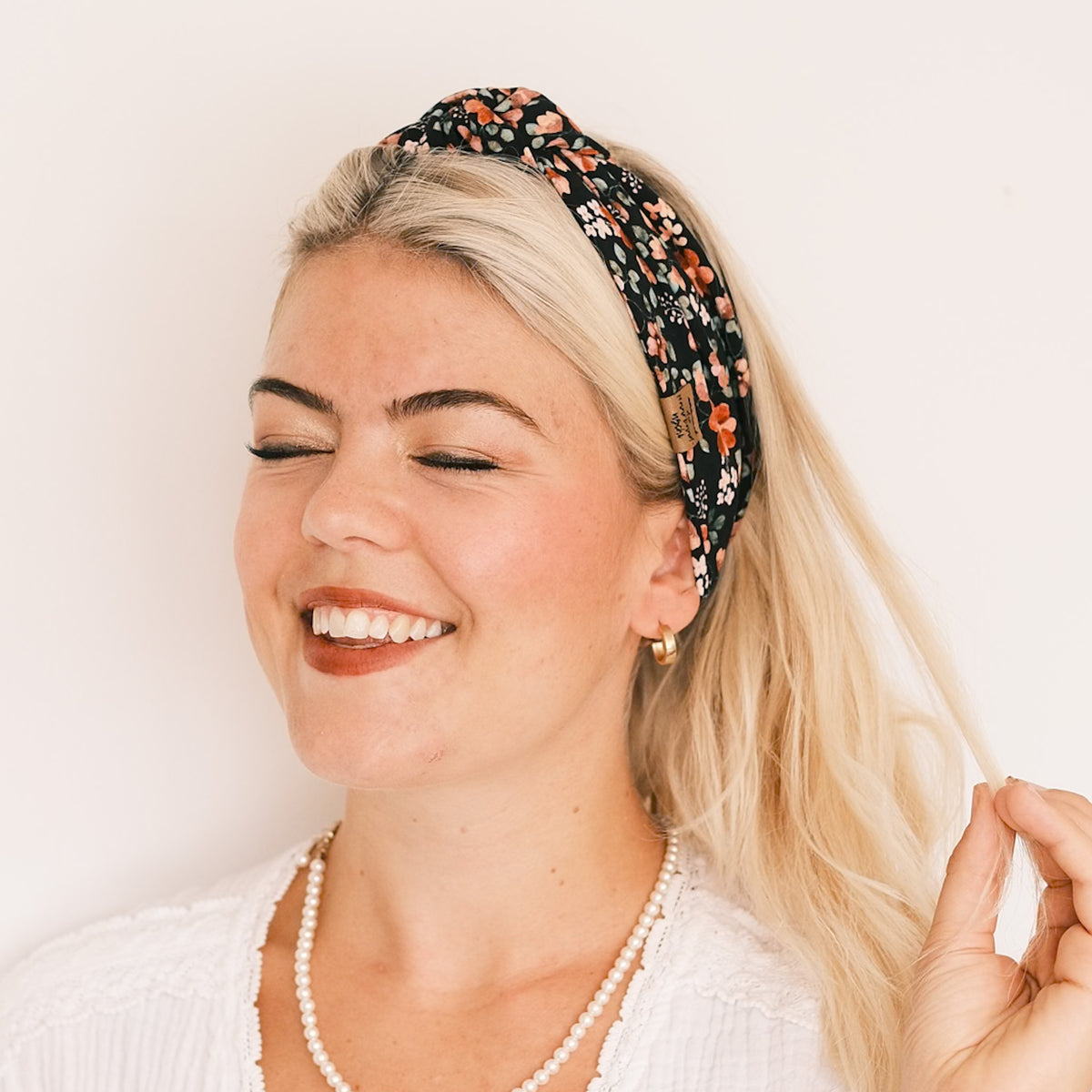 Haarband Knoten - Blumenkranz Orange Schwarz