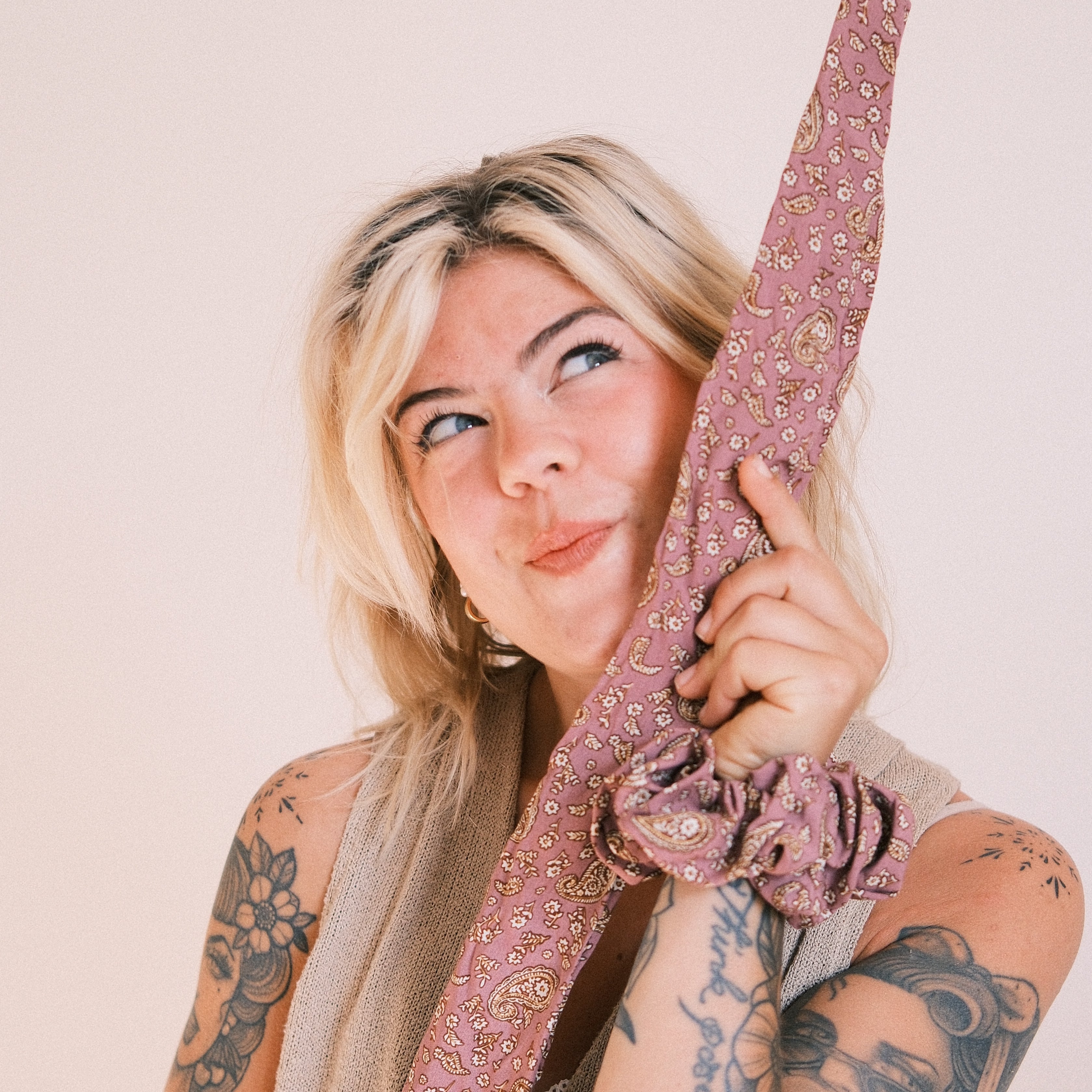 Drahthaarband schmal - Vintage Paisley Mauve