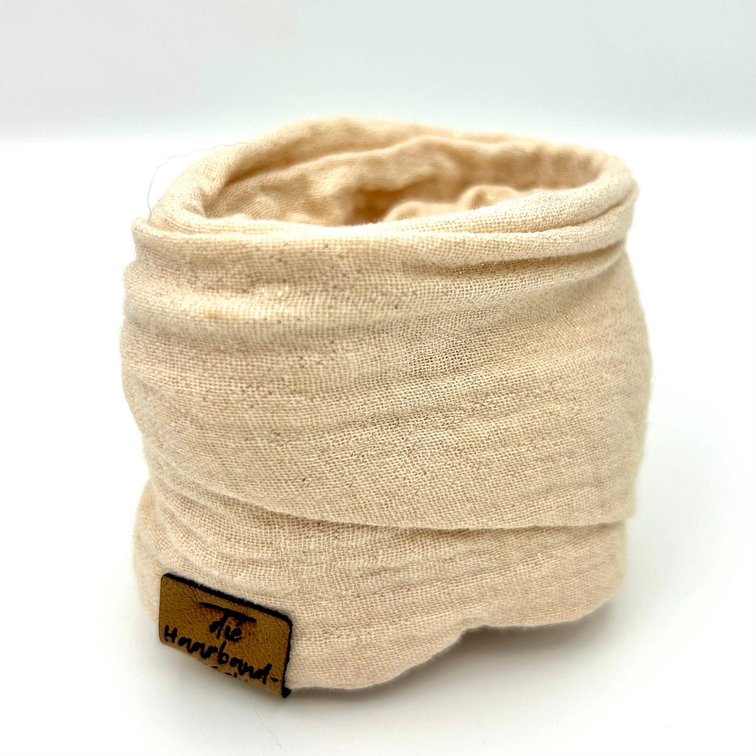 Drahthaarband Glitzer Creme