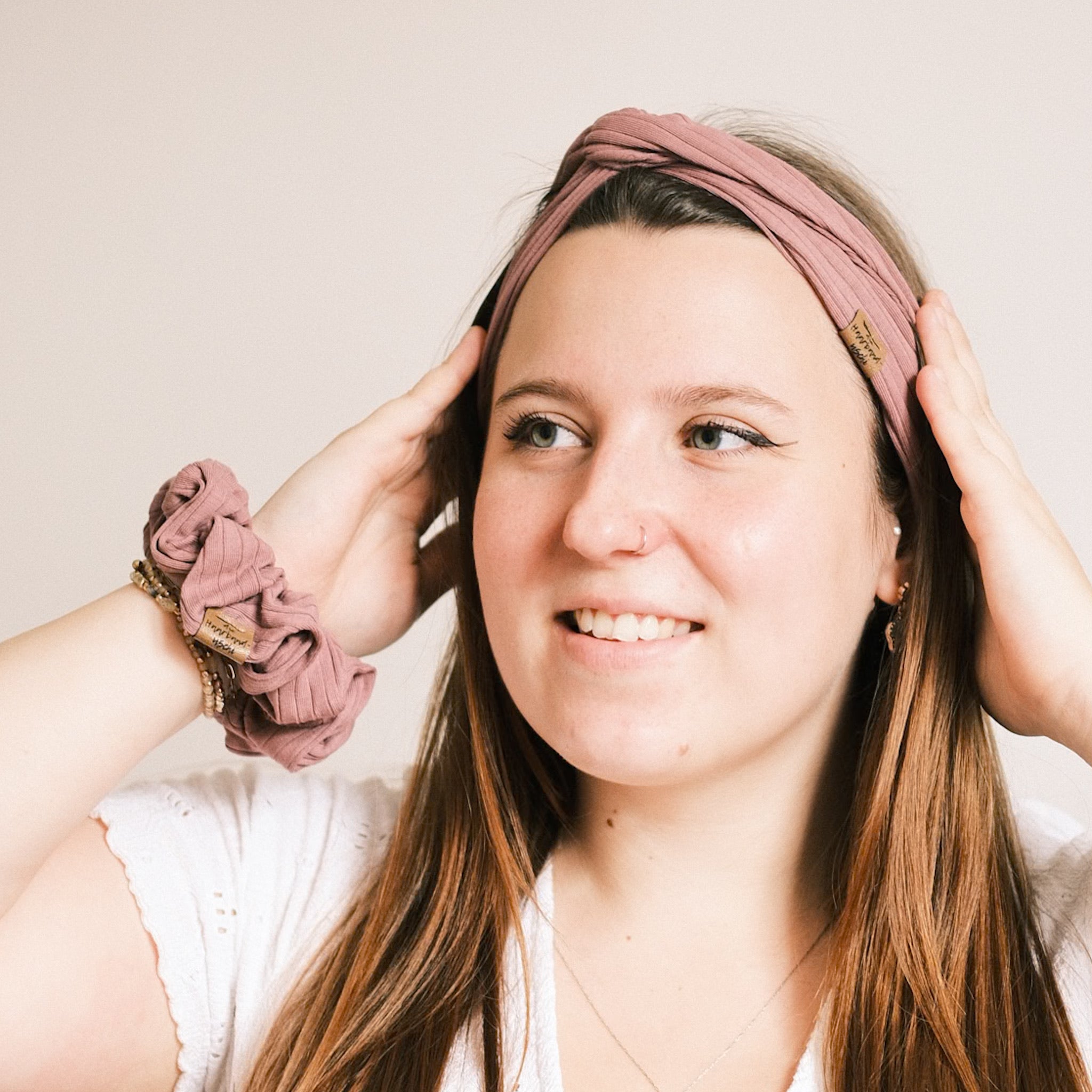 Drahthaarband schmal - Sporty Rib Mauve