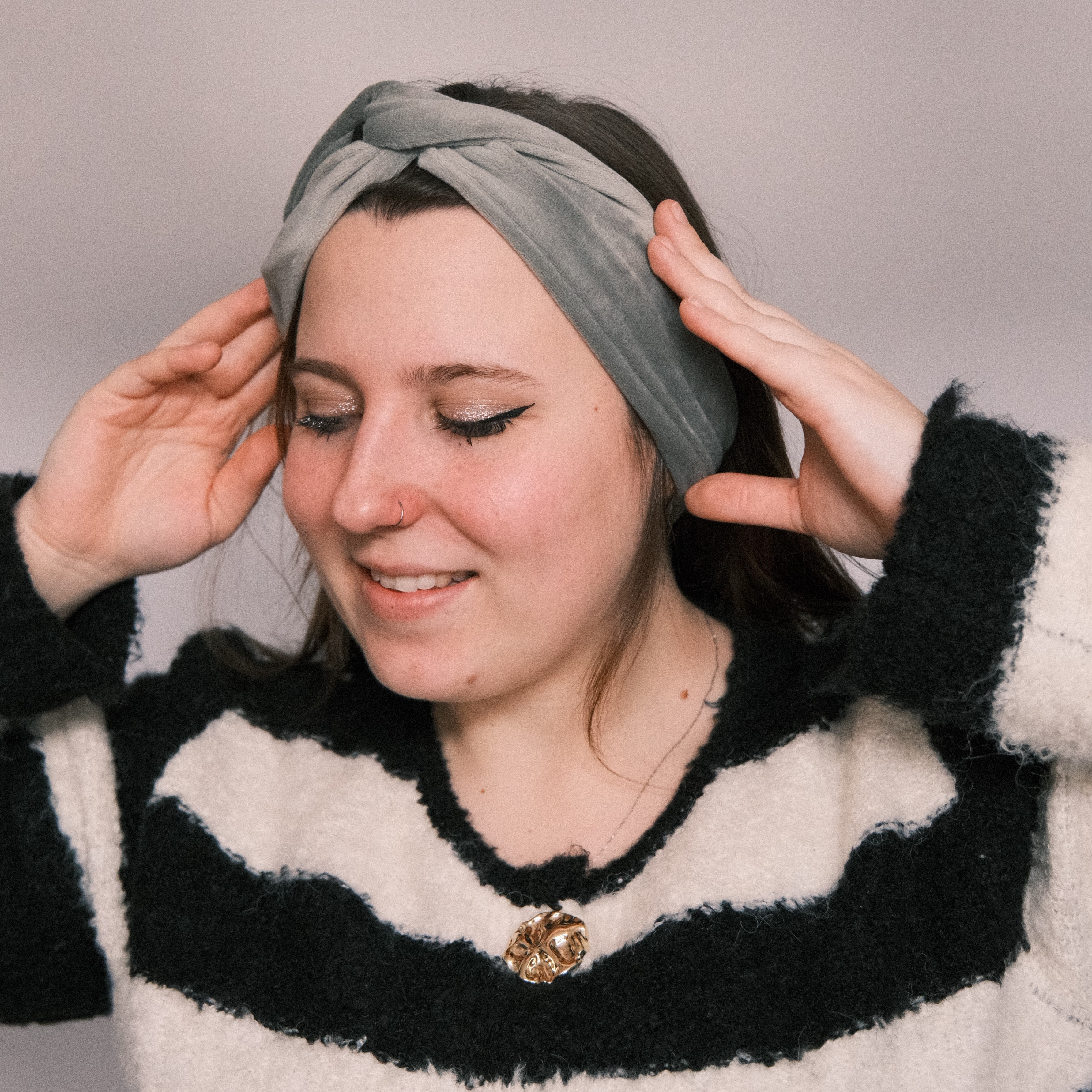 Drahthaarband schmal - Samt Soft Mint