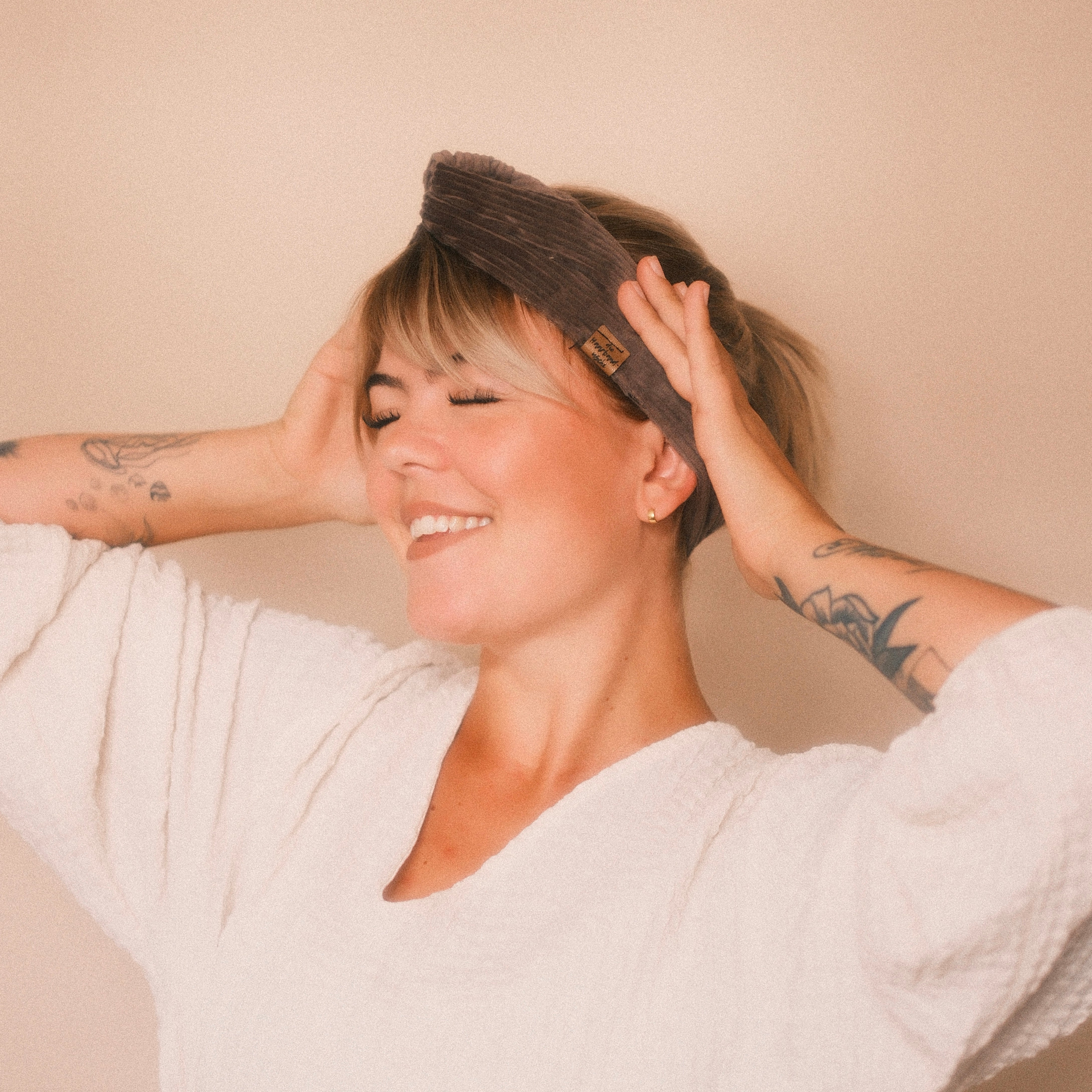 Drahthaarband schmal - Cord Taupe