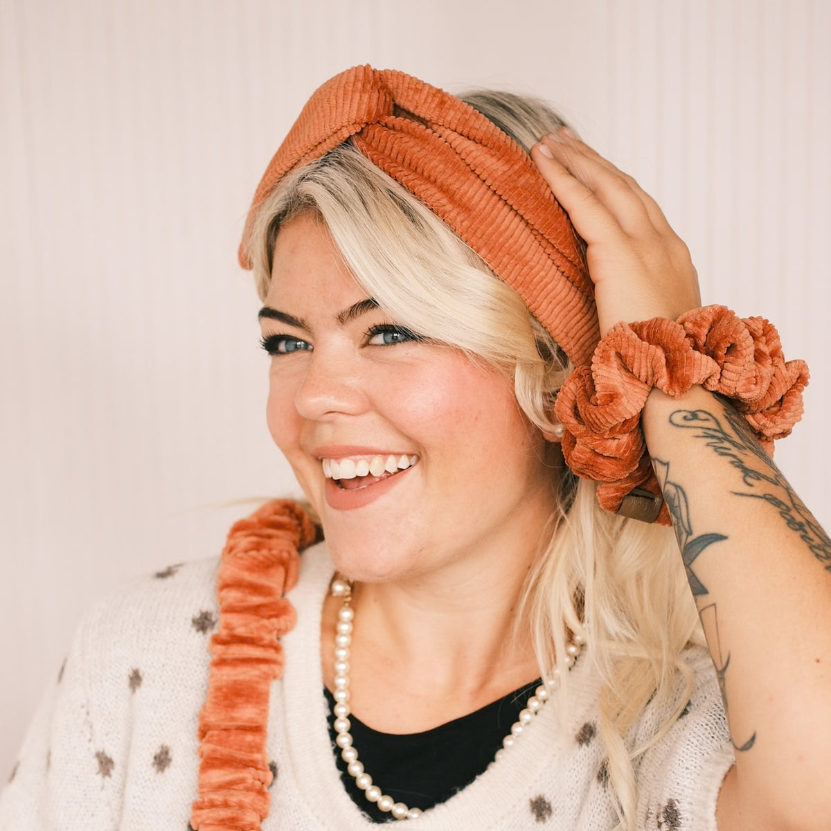 Drahthaarband breit - Cord Orange