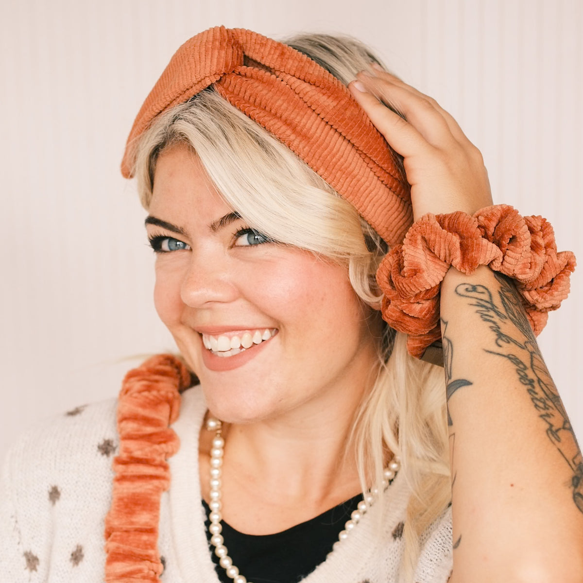 Drahthaarband breit - Cord Orange
