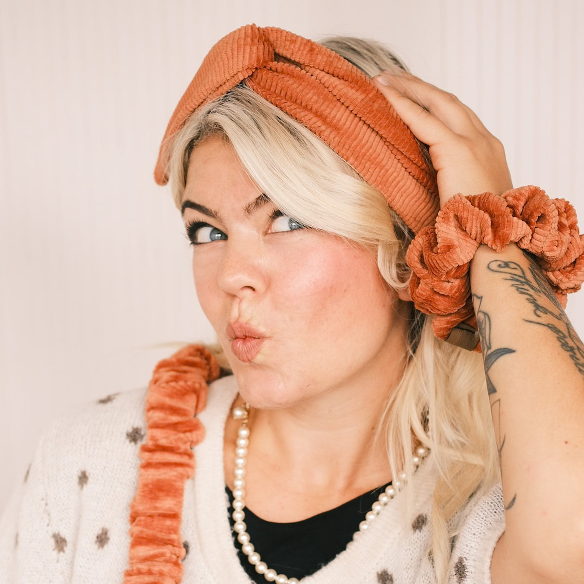 Drahthaarband breit - Cord Orange
