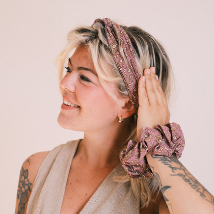 Drahthaarband breit - Vintage Paisley Mauve