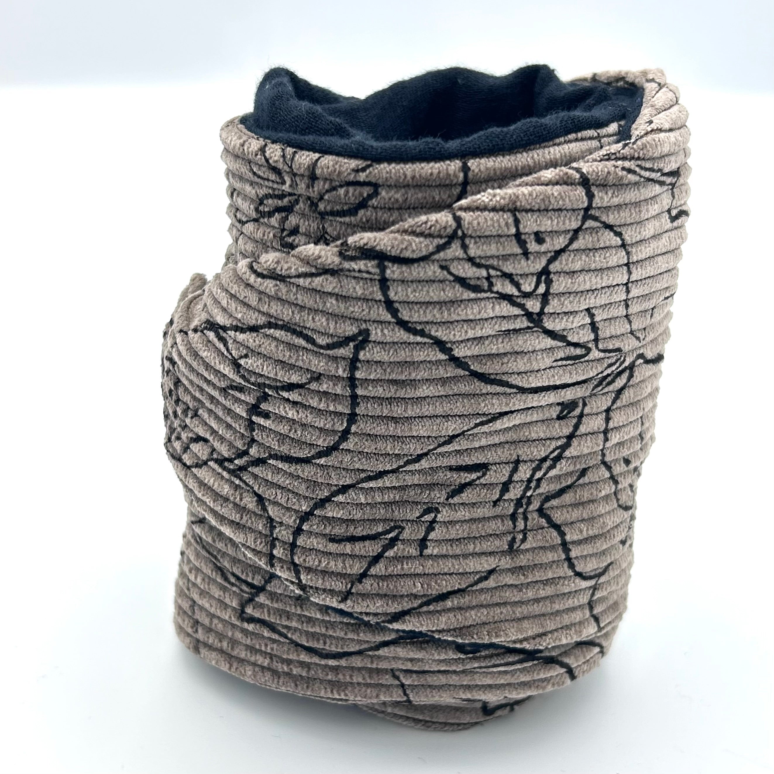 Drahthaarband 2 Seiten - Cord Blume Taupe