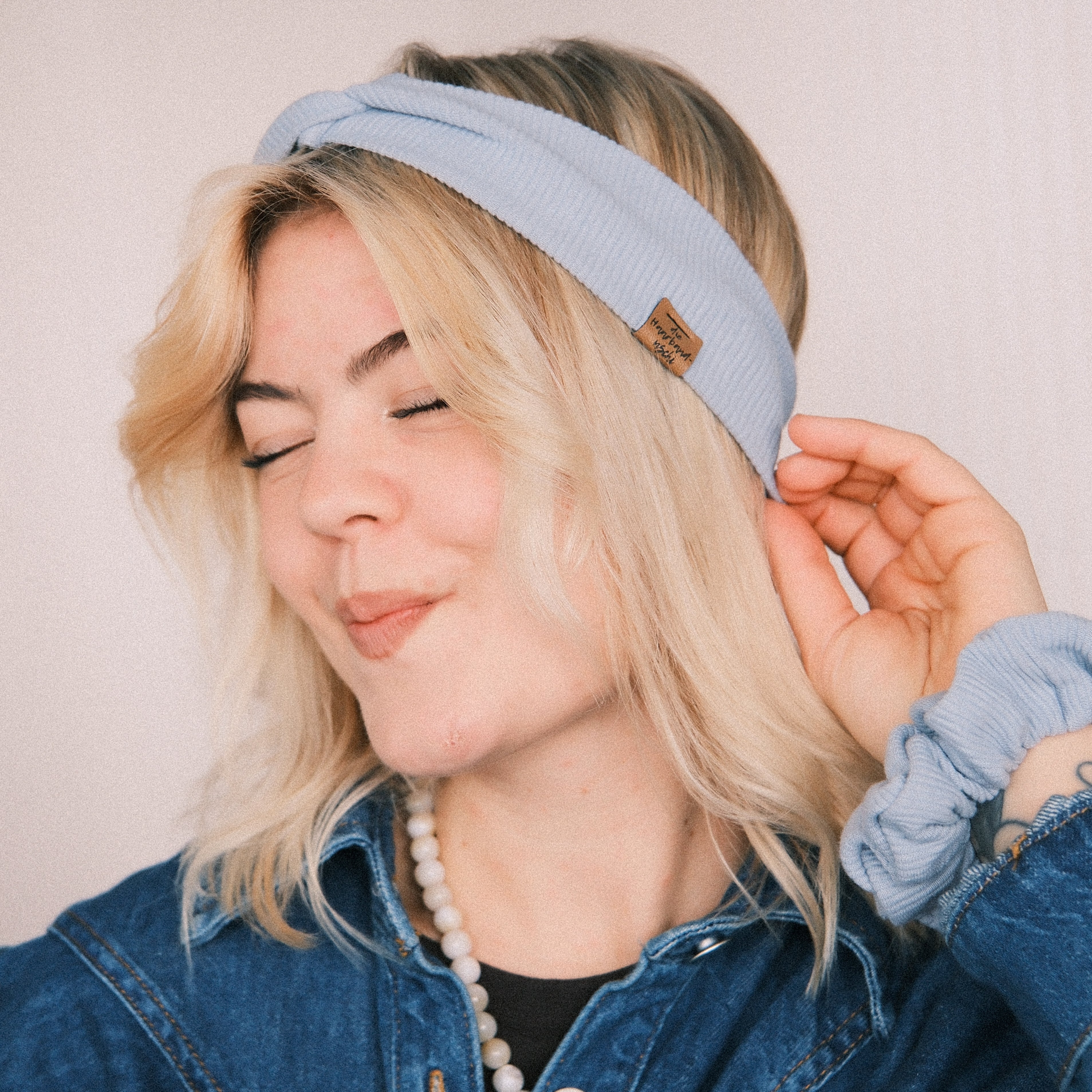 Basic Haarband - Soft Rib Blaugrau