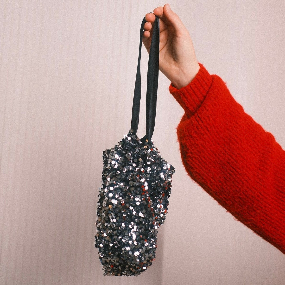 Pailletten Täschchen Silber