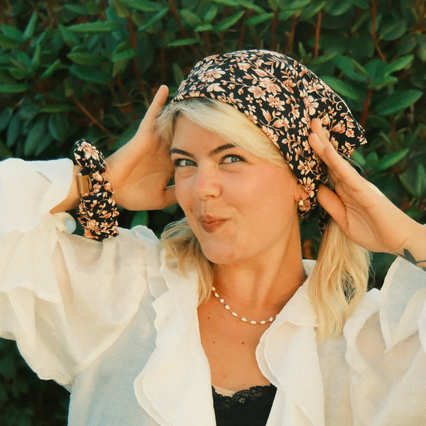 Bandana - Schwarz/Rost Blossom