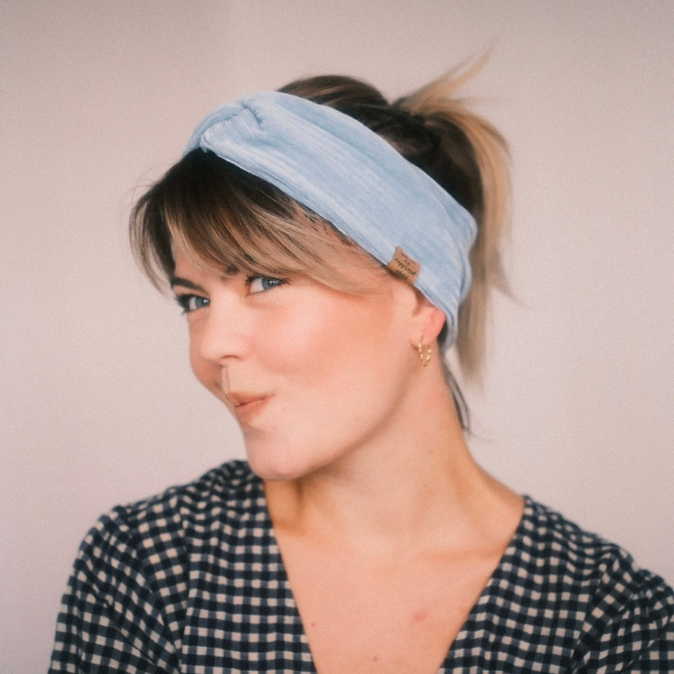 Basic Haarband - Cord Hellblau