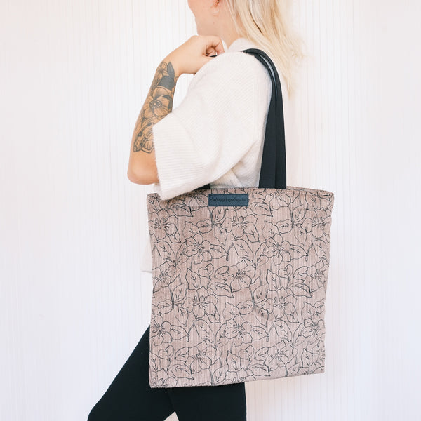 Shopper - Blumen Cord Taupe