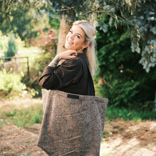 XL Shopper - Blumen Cord Taupe