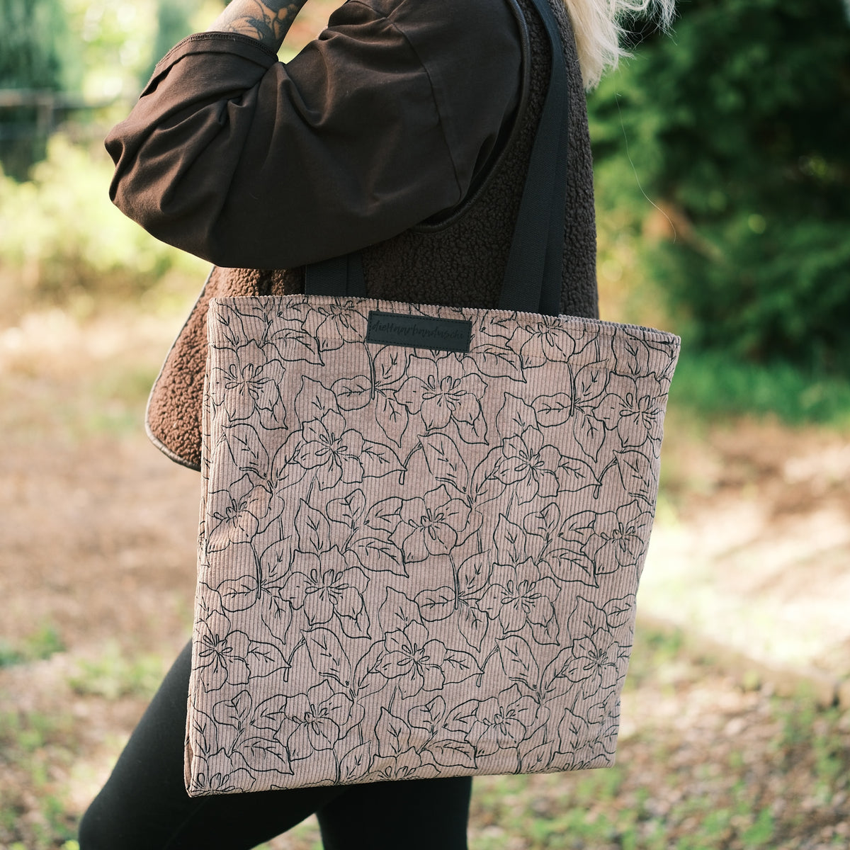Shopper - Blumen Cord Taupe