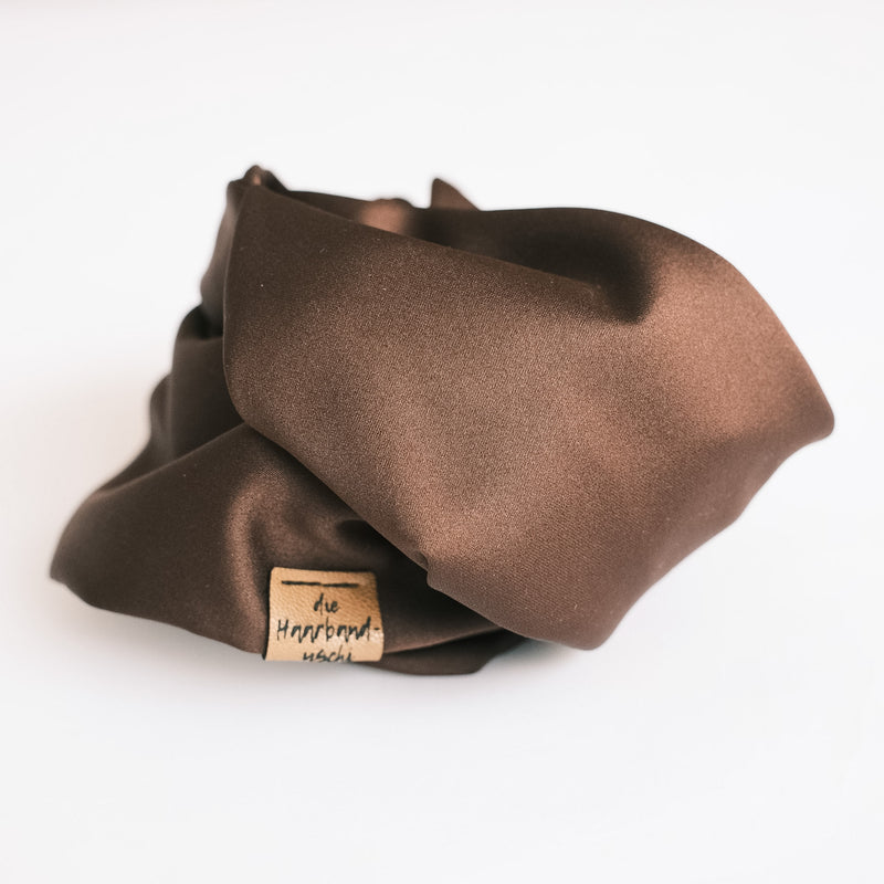 Drahthaarband breit - Satin Chocolate Brown