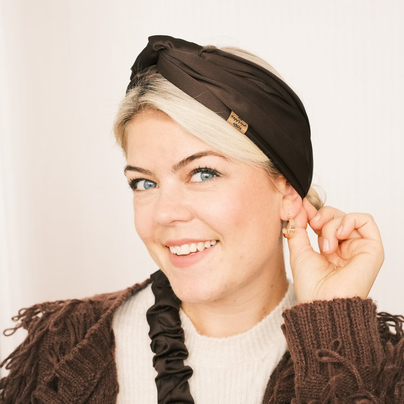 Drahthaarband breit - Satin Chocolate Brown