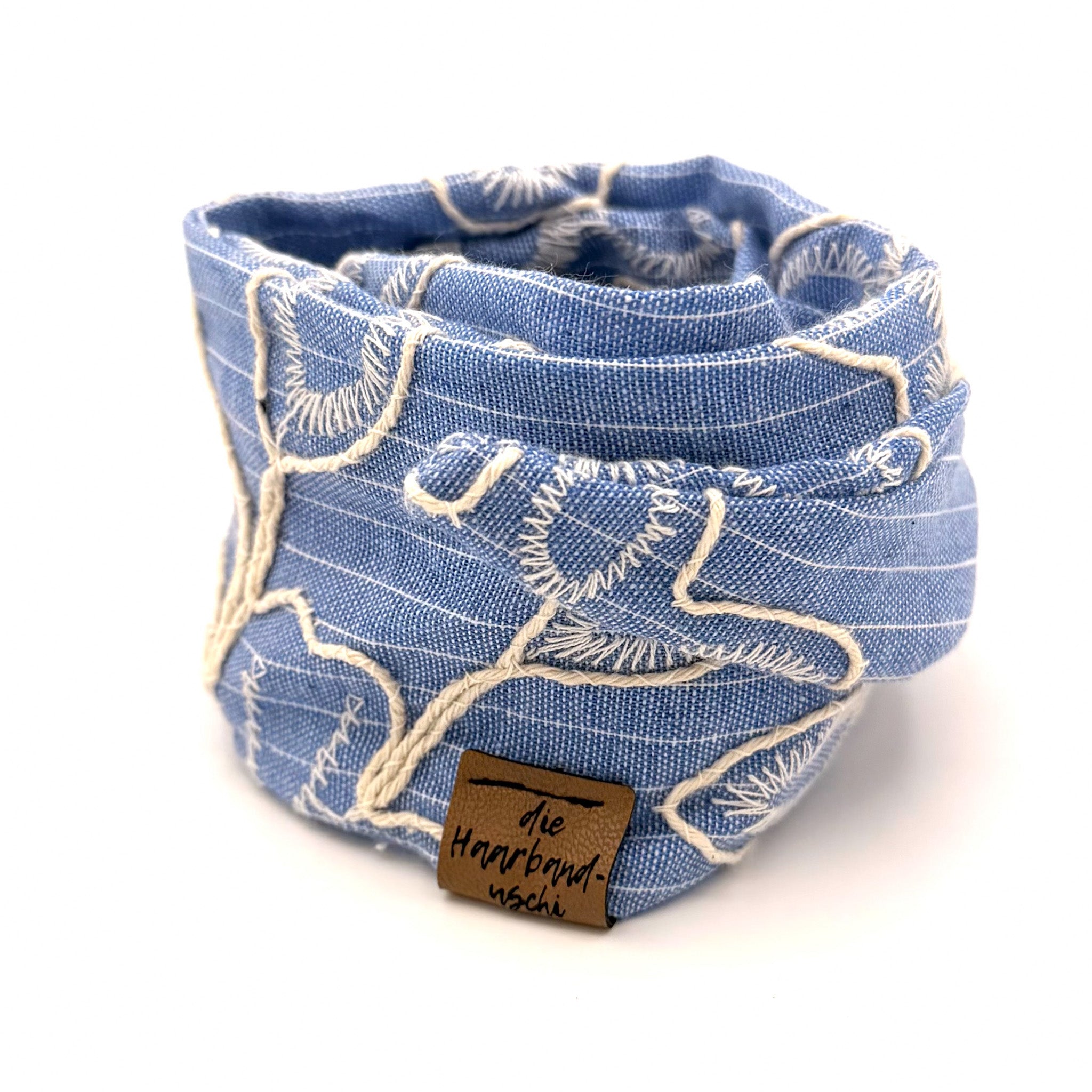 Drahthaarband – Denim Blossom