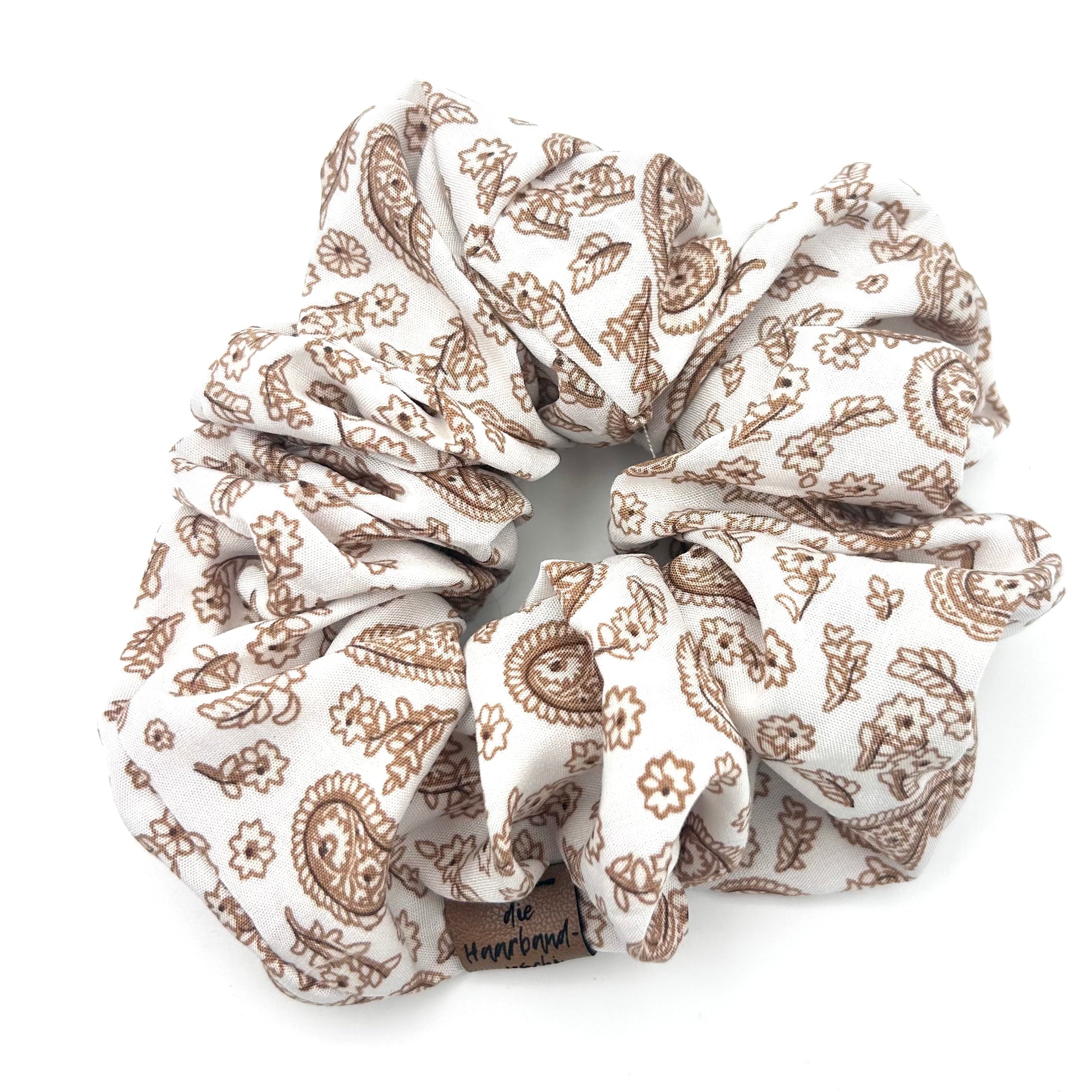 Big Scrunchie - Vintage Paisley Weiß