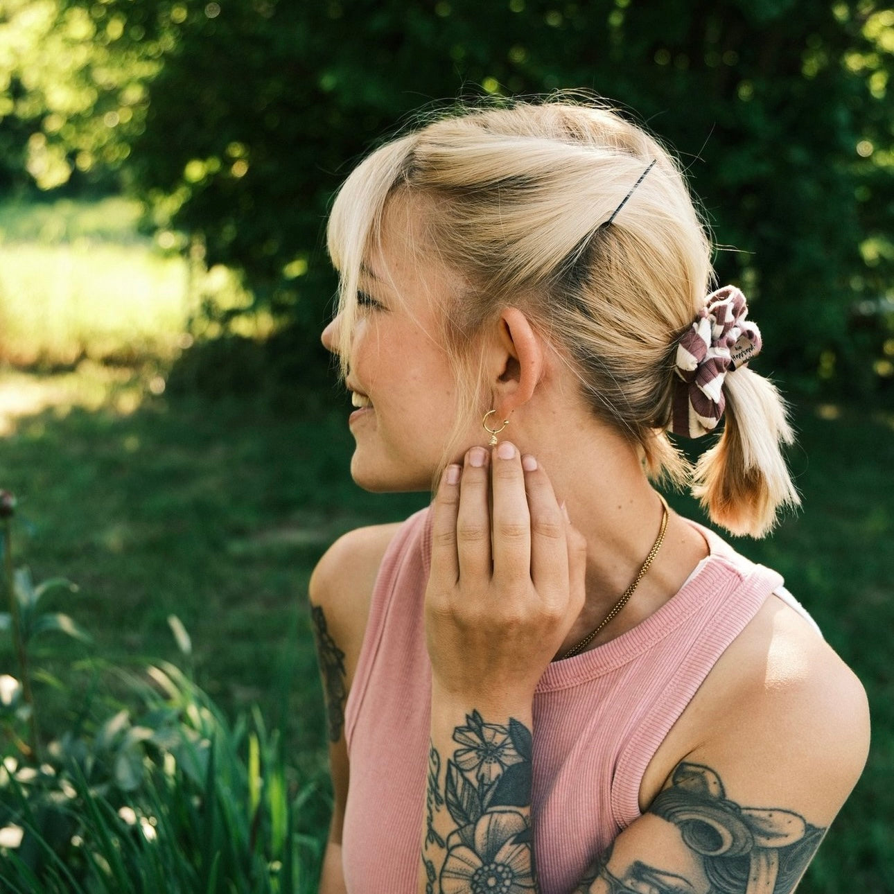 Scrunchie gestreift Altrosa