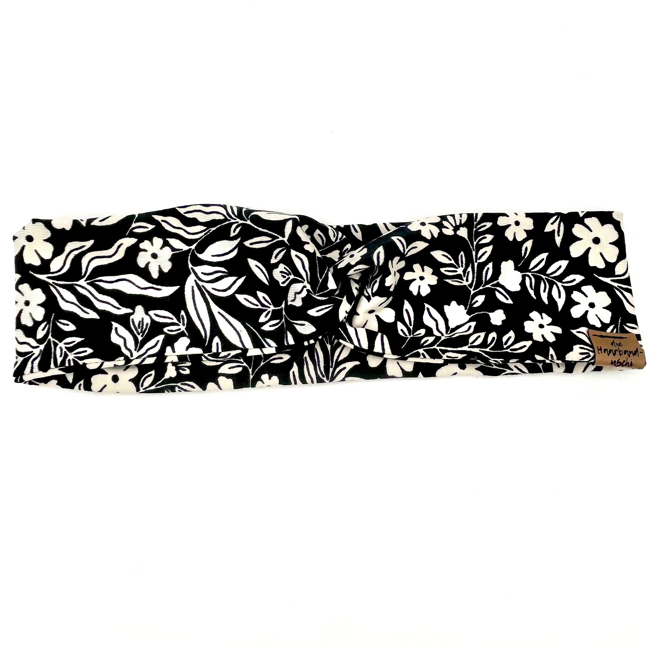 Basic Haarband - Schwarze Blumen