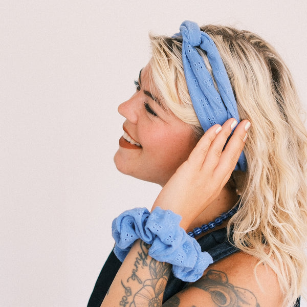 Drahthaarband schmal - Cotton Dream Blau