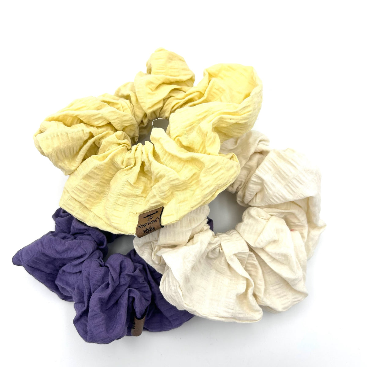 3er Big Scrunchie Set - Lemon Lavendel