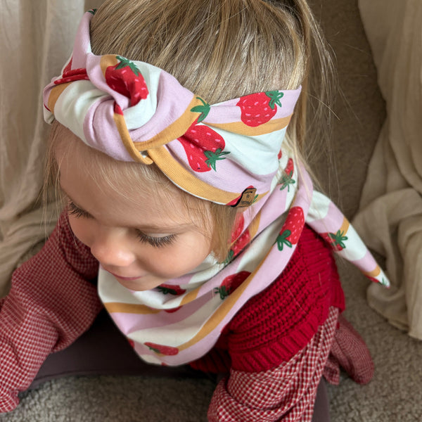 Kinder Haarband Knoten - Erdbeere Streifen