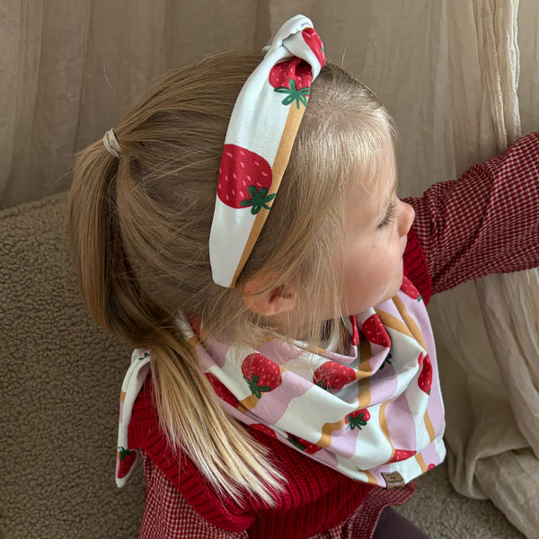 Kinder Haarreif Knoten - Erdbeere Streifen