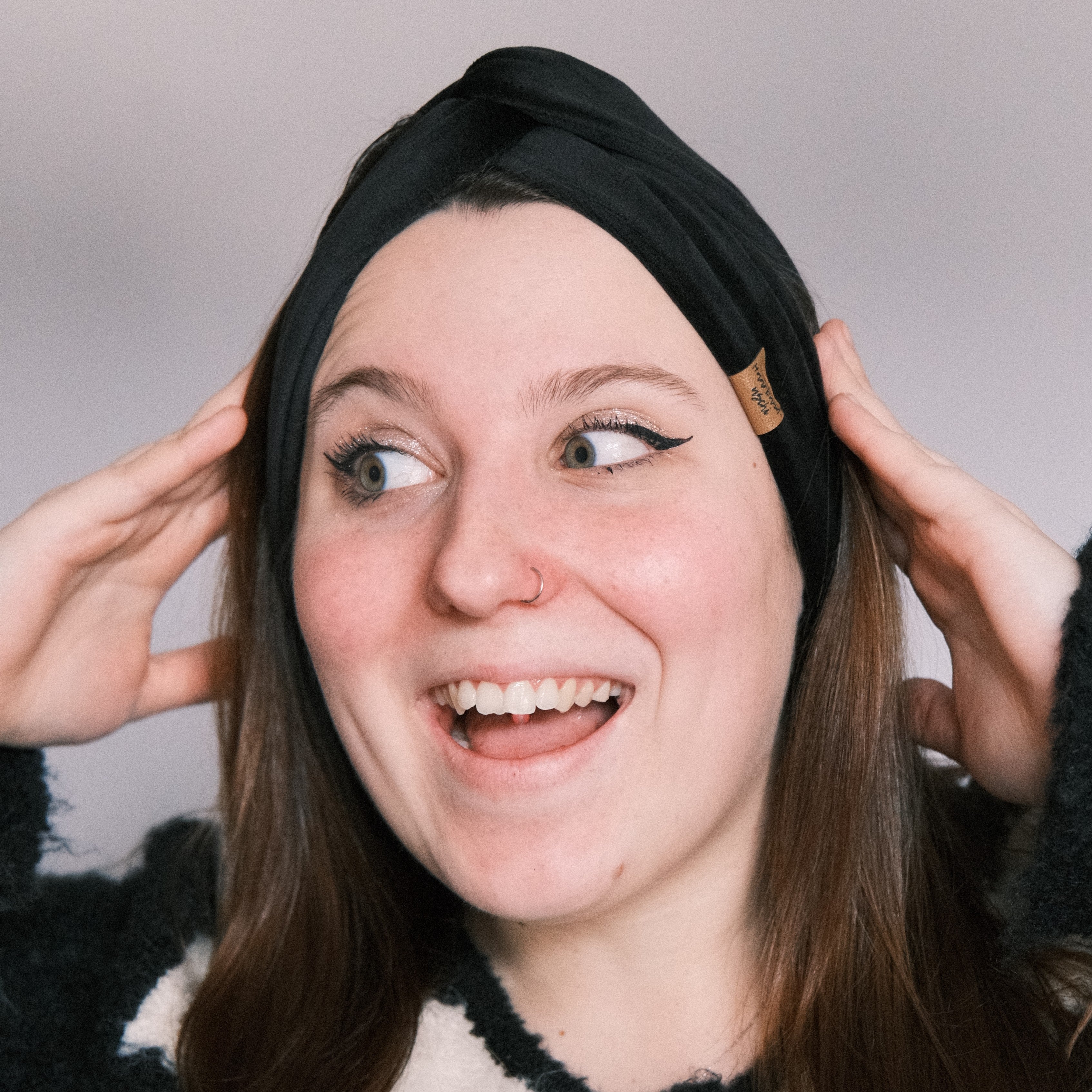 Drahthaarband schmal- Samt Schwarz Onyx