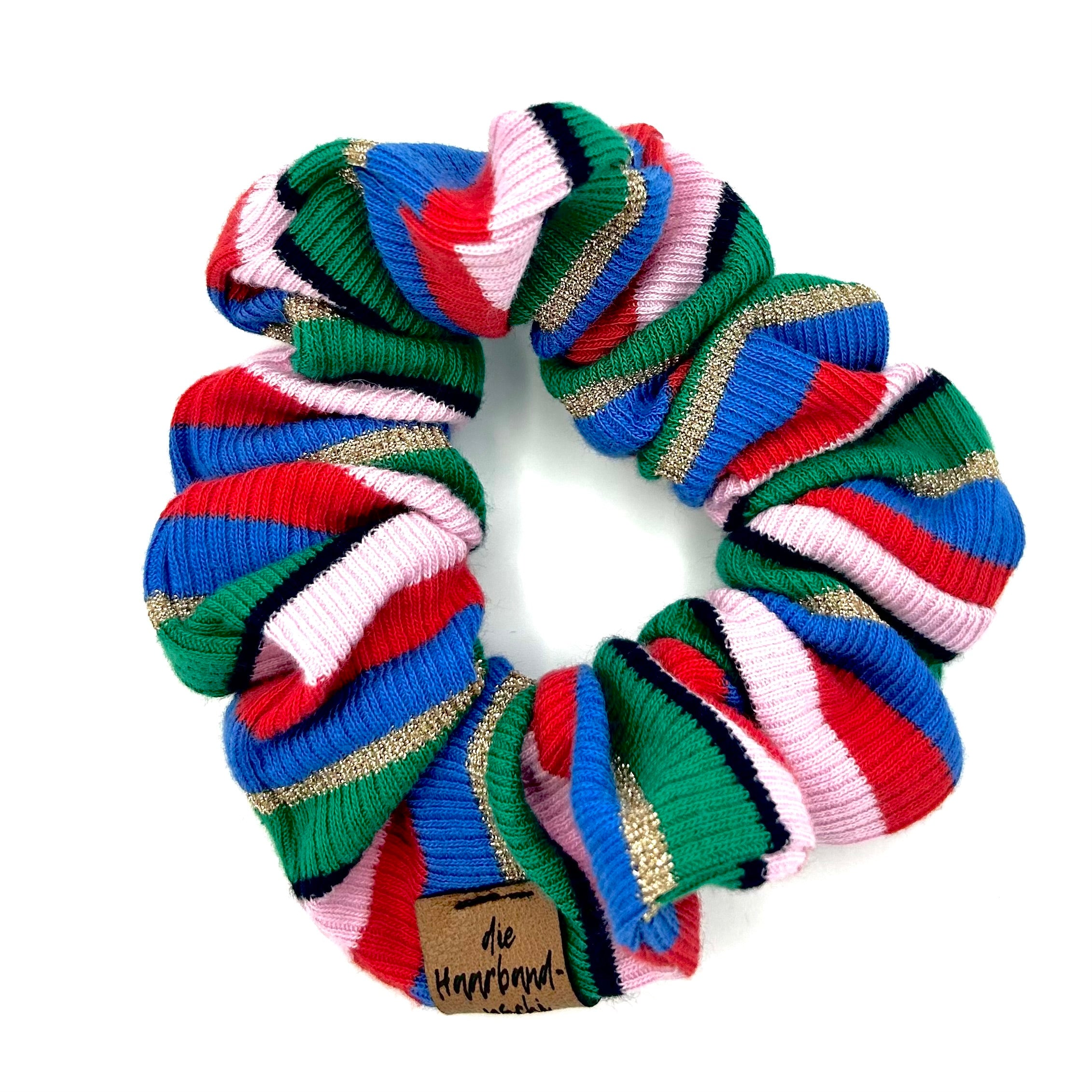 Scrunchie gestreift Bunt/Glitzer