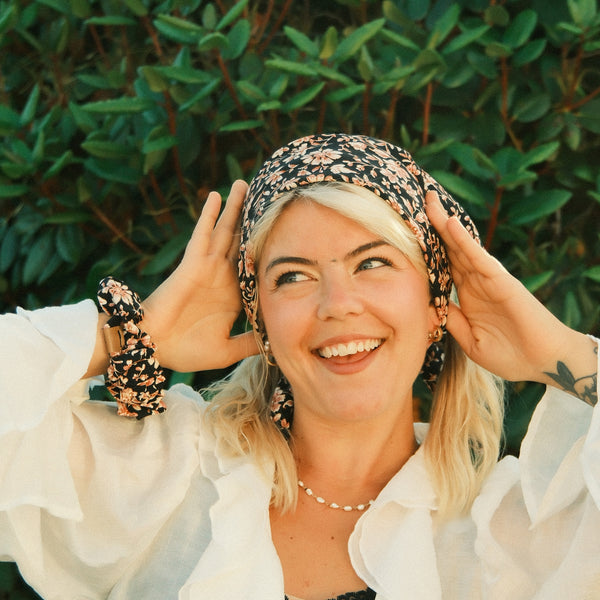 Bandana - Schwarz/Rost Blossom