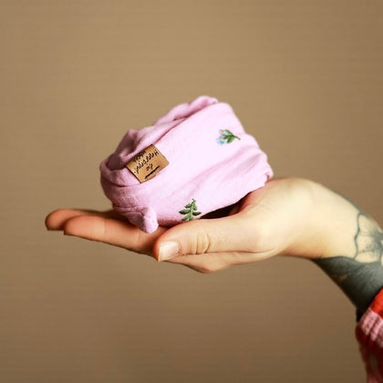 Drahthaarband schmal - Blümchen Rosa