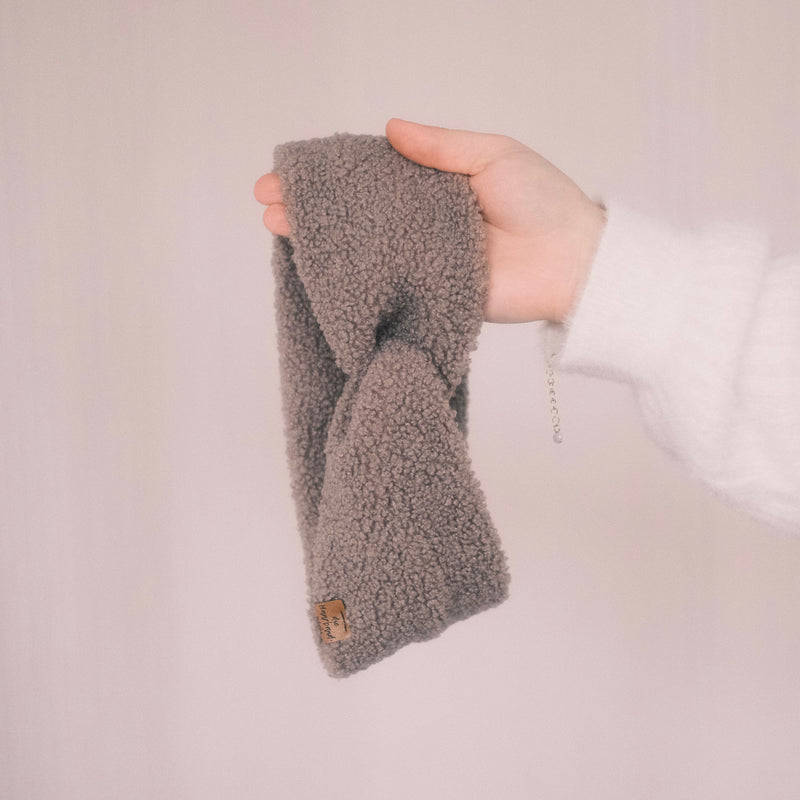 Basic Haarband - Teddy Salbei Grau