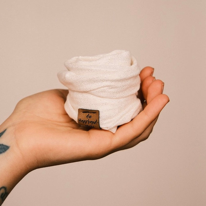 Drahthaarband schmal - Glitzer Weiß