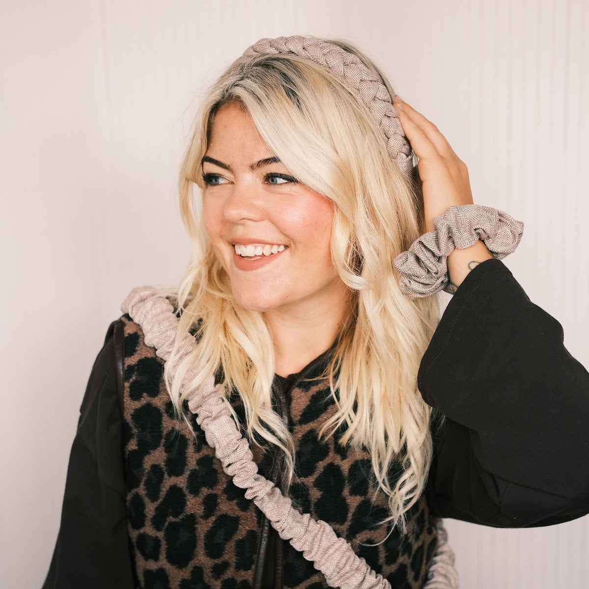 Scrunchie - Fischgräten Beige