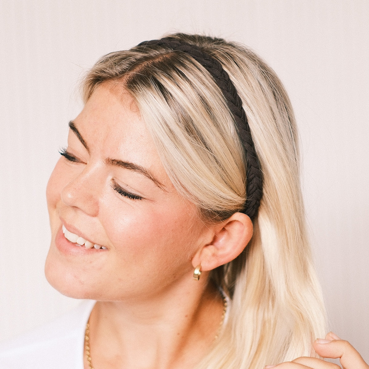 Haarband geflochten schmal – Moccabraun