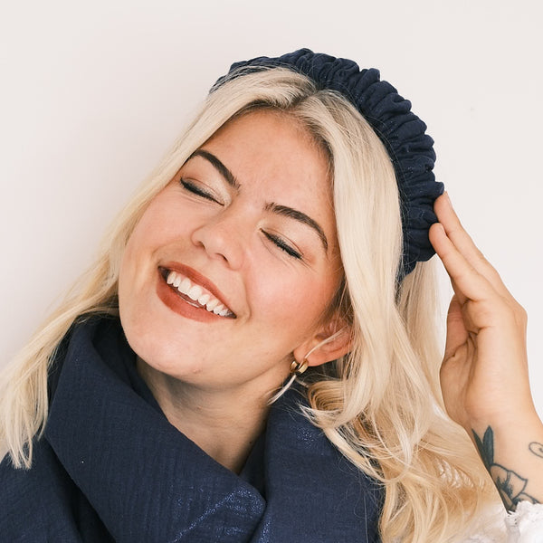 Ronja - Musselin Glitzer Blau