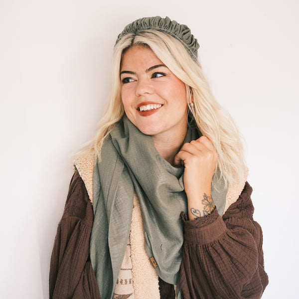 XXL Dreieckstuch - Musselin Glitzer Khaki