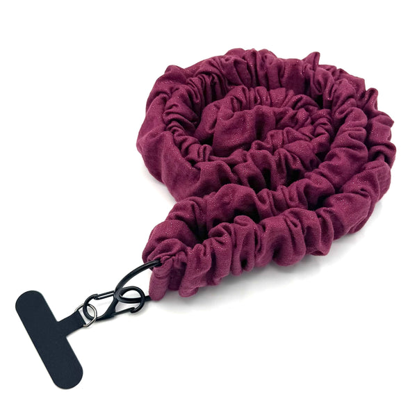 Handykette - Musselin Glitzer Weinrot